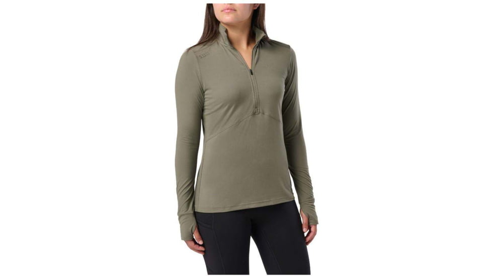 5.11 Tactical PT-R Wm Catalyst 1/2 Zip - Womens, Large, Uniform White, 66021-831-L