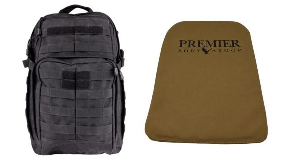 5.11 Tactical Rush12 Backpack in Black with Premier Body Armor Ballistic Panel