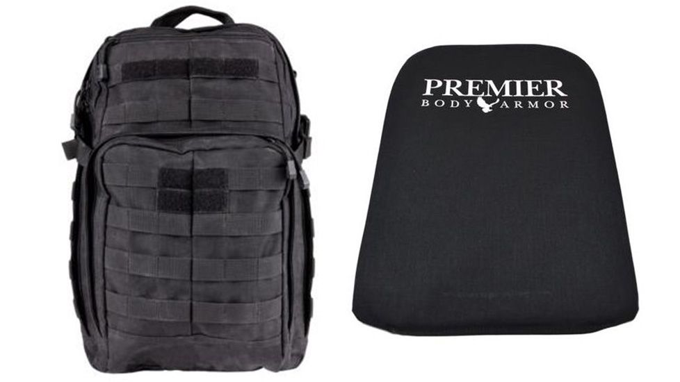 5.11 Tactical Rush12 Backpack in Black with Premier Body Armor Ballistic Panel