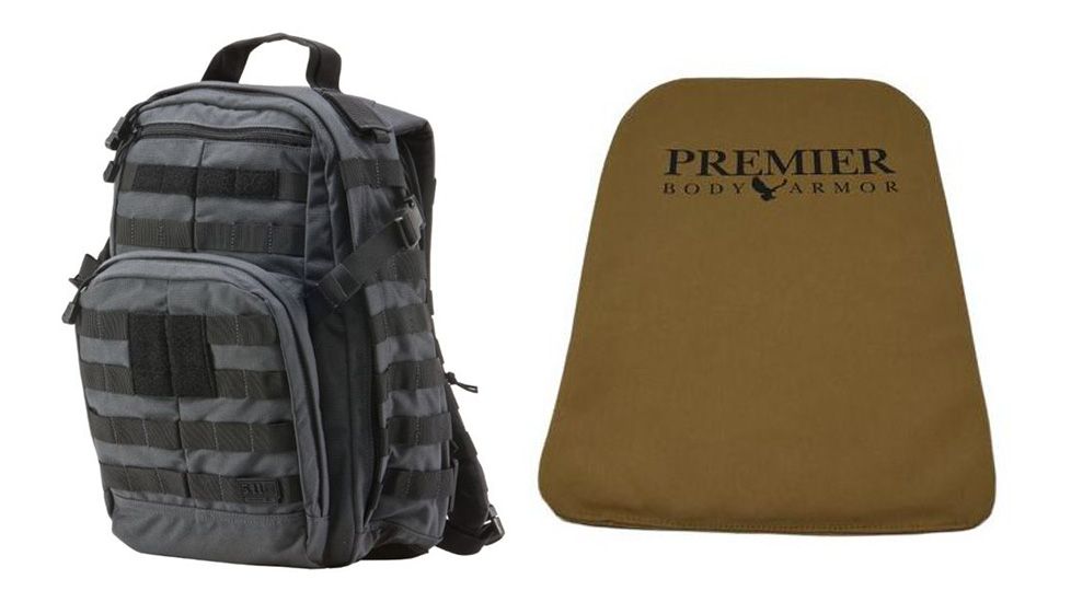 5.11 Tactical Rush12 Backpack in Double Tap with Premier Body Armor Ballistic Panel