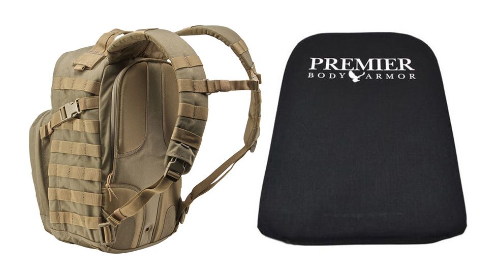 5.11 Tactical Rush12 Backpack in Sandstone with Premier Body Armor Ballistic Panel
