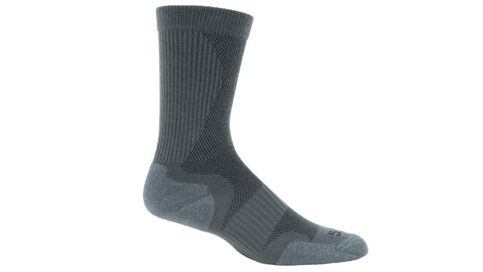 5.11 Tactical Slip Stream Crew Sock - Men's, Gun Metal Grey, S, 10033-032-S