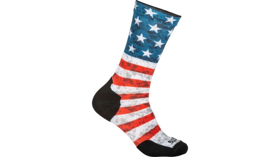 5.11 Tactical Sock &amp; Awe Crew American Flag - Mens, Red, S, 10041AB-460-S