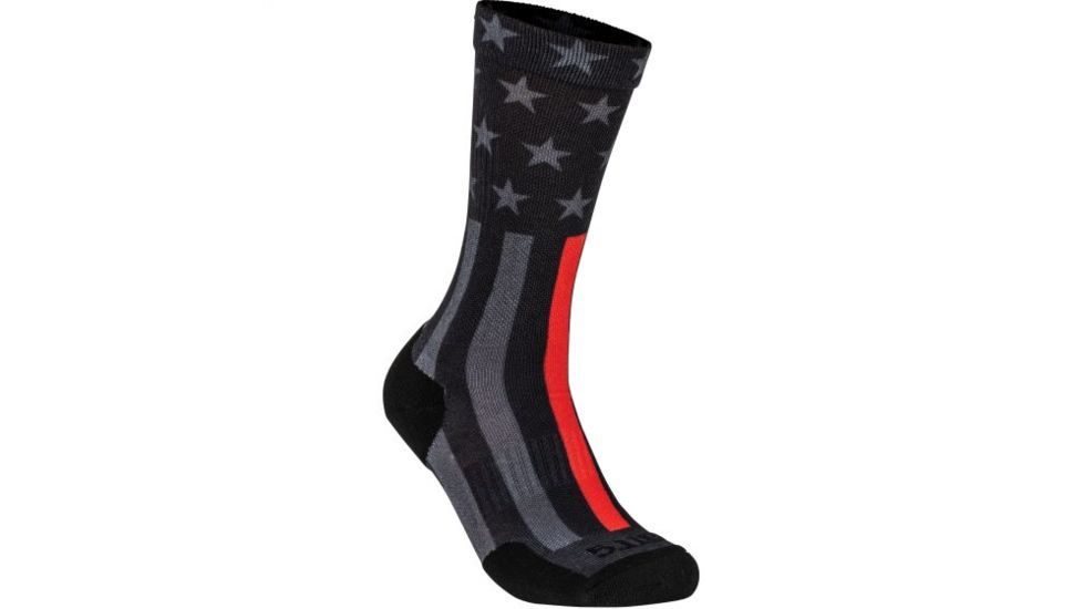 5.11 Tactical Sock &amp; Awe Crew Thin Red Line - Mens, Multi, Large 10041AP-999-L