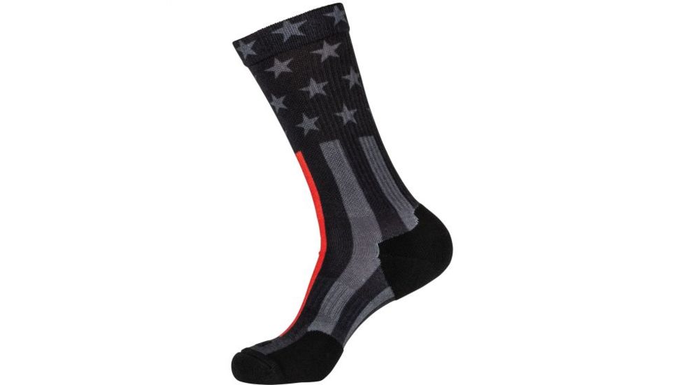 5.11 Tactical Sock &amp; Awe Crew Thin Red Line - Mens, Multi, Large 10041AP-999-L