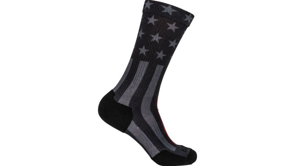 5.11 Tactical Sock &amp; Awe Crew Thin Red Line - Men's, Multi, Small, 10041AP-999-S