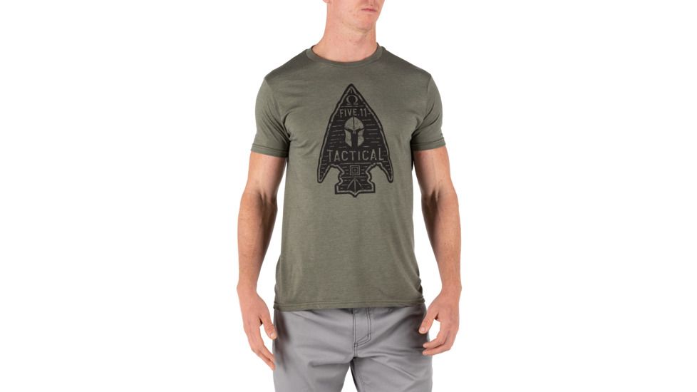 5.11 Tactical Spartan Arrow Head Tee - Mens, Military Green Heather, 2XL, 41191TX-223-2XL