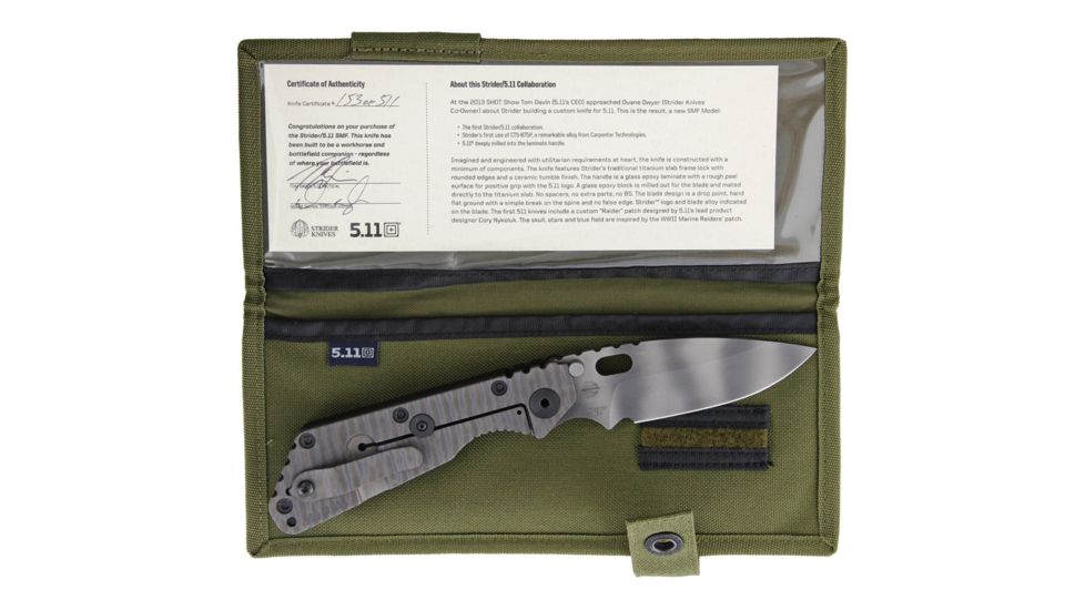 5.11 Tactical Strider SMF Frame Lock Collectors Knife, Matte Black, 5.25 in. Blade, 51107-920