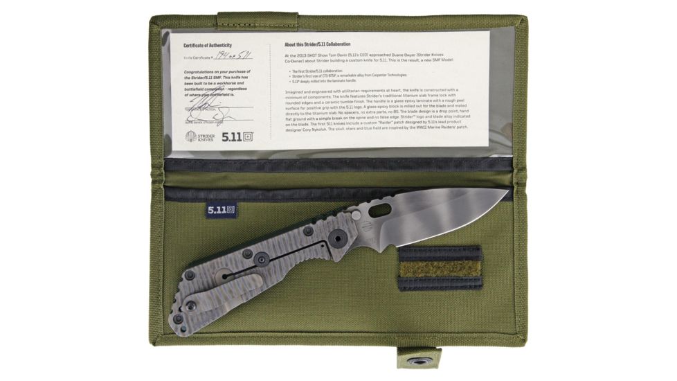 5.11 Tactical Strider SMF Frame Lock Collectors Knife, WWII MC Green, 5.25 in. Blade, 51107-242