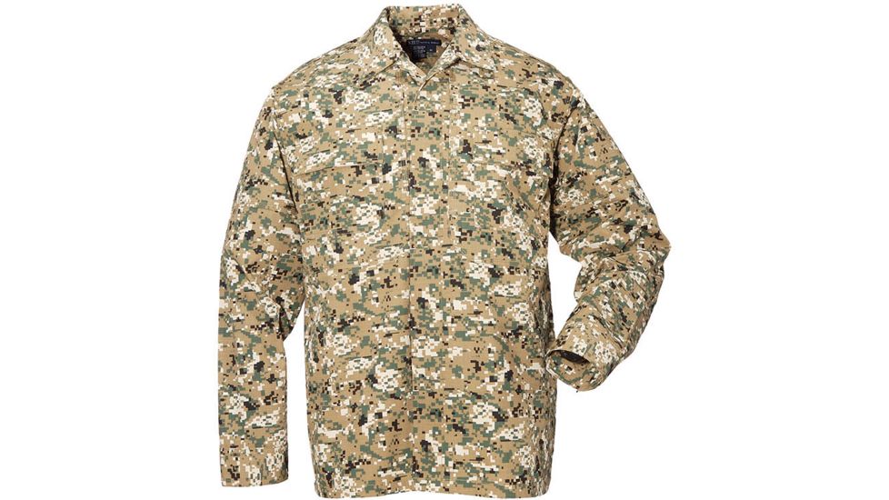 5.11 Tactical TDU Shirt Long Sleeve - Ripstop 72002, WOODLAND CAMO
