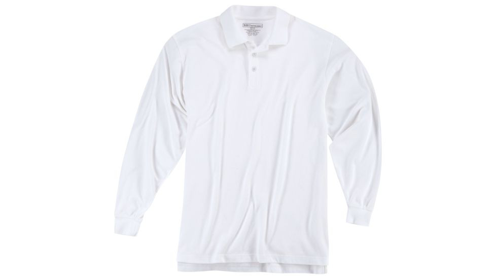 5.11 Tactical Utility L/S Polo - Mens, White, S, 72057-010-S
