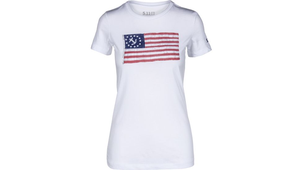 5.11 Tactical Vintage Flag Short Sleeve Tee - Women's, White, Extra Large, 31014LPW-010-XL