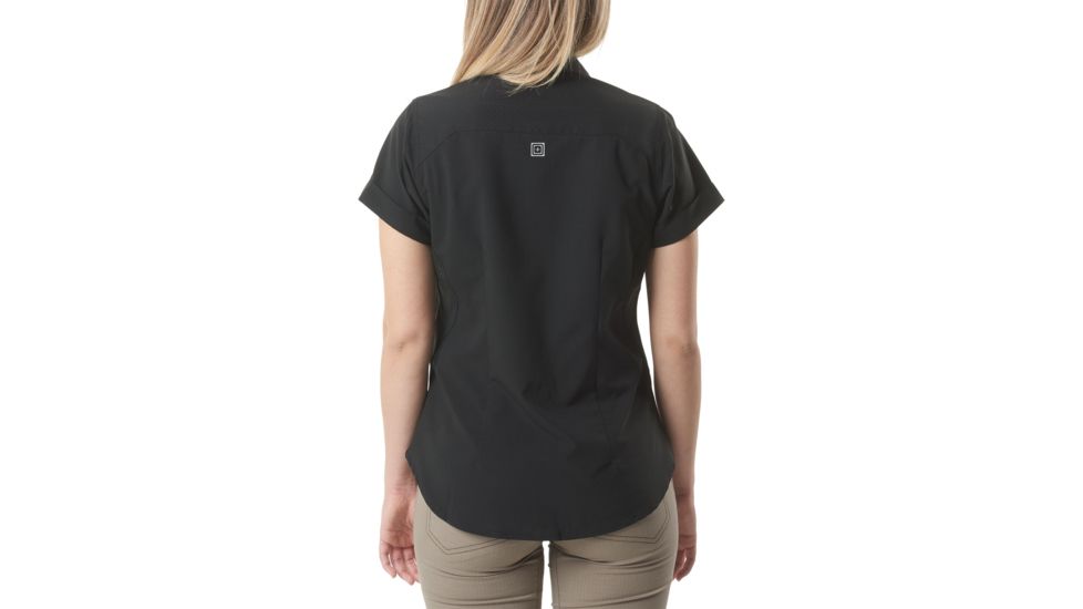 5.11 Tactical Womens Freedom Flex Woven Short Sleeve Shirt, Black, S 61311-019-S