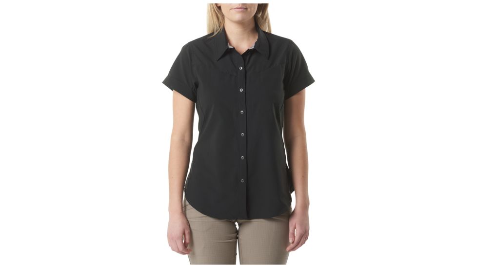 5.11 Tactical Womens Freedom Flex Woven Short Sleeve Shirt, Black, S 61311-019-S