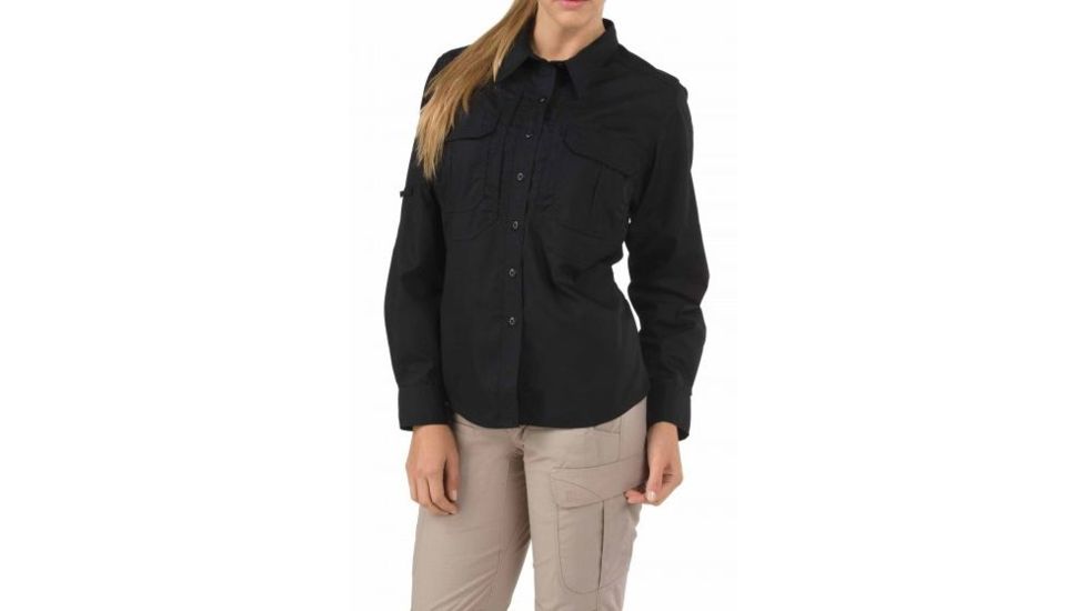 5.11 Tactical Womens Long Sleeve Taclite Button Down Shirt, Black, XS 62070-019-XS