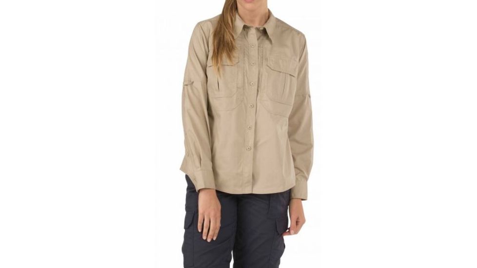 5.11 Tactical Womens Long Sleeve Taclite Button Down Shirt, Tdu Khaki, XS 62070-162-XS