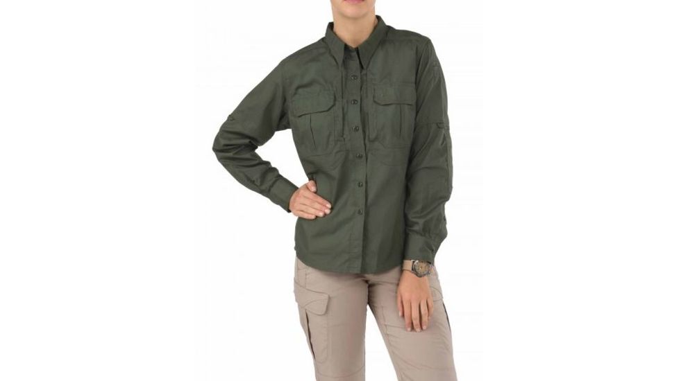 5.11 Tactical Womens Long Sleeve Taclite Button Down Shirt, Tdu Green, XS 62070-190-XS
