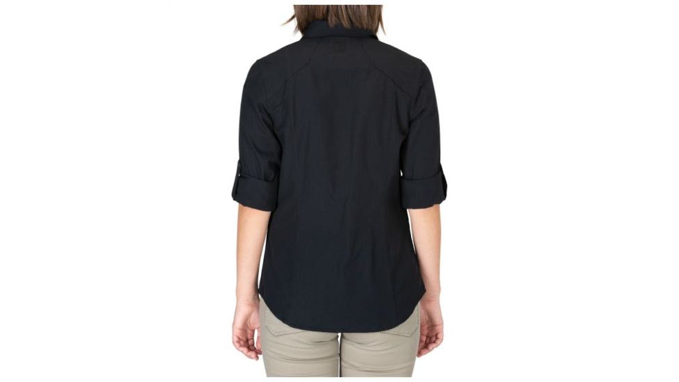 5.11 Tactical Womens Scarlett Long Sleeve Shirt, Black Herringbone, Extra Small, 62392-293-XS