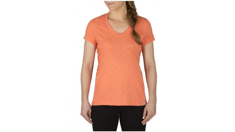 5.11 Tactical Womens Zig Zag V-Neck Shirt, Coral, XS 61306-499-XS