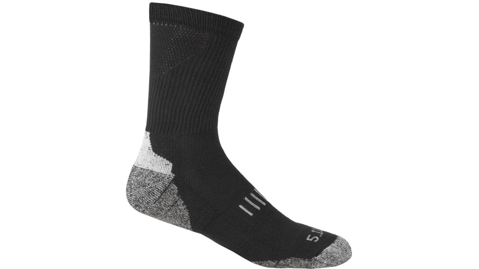 5.11 Tactical Year Round Crew Sock, Black, S/M, 10014-019-S/M