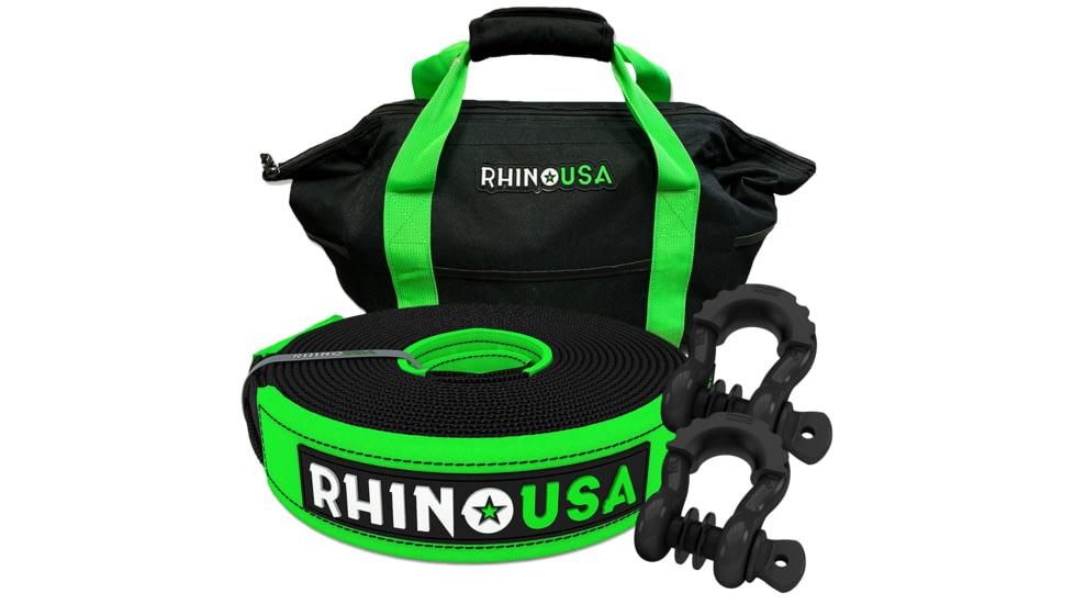 Rhino USA 20 Tow Strap &amp; D-Ring Shackle Set Combo 7365849F, RNO-SHACKSTRAP20
