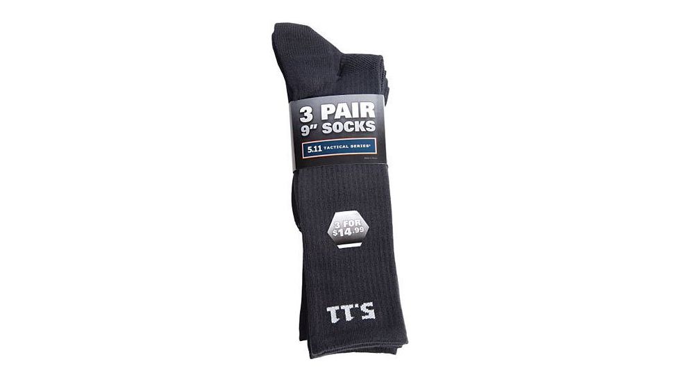 5.11 Tactical 3-Pack 9in Sock - Men's, Black, L, 59121-019-L