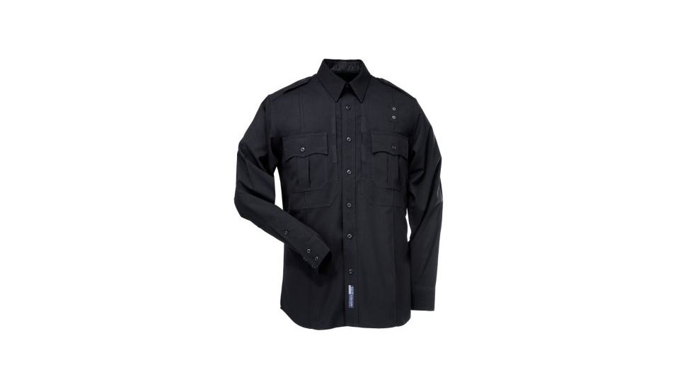 5.11 Tactical Men's B Class Poly-Rayon Shirt, Long Sleeve, Black - 2XL, Short