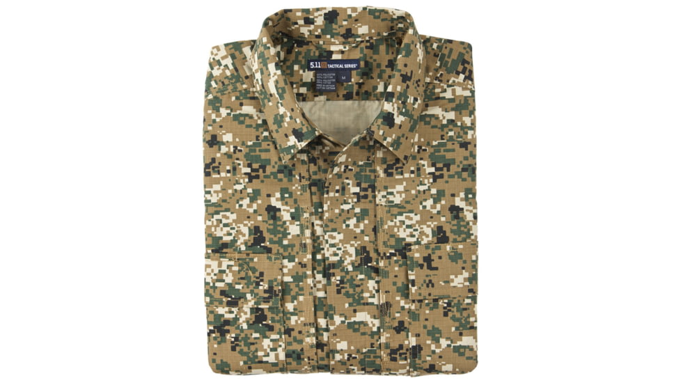 5.11 Tactical TDU Shirt S/S Poly/Ctn Ripstop, Woodland Camo