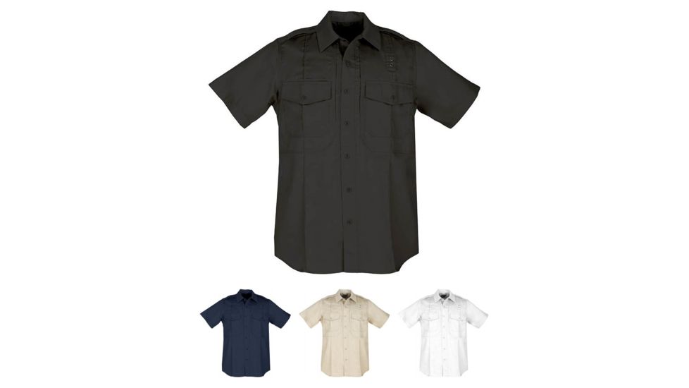5.11 Tactical Men's PDU Short Sleeve Twill Class B Shirt 71177, Black, Midnight Navy, Silver Tan, White