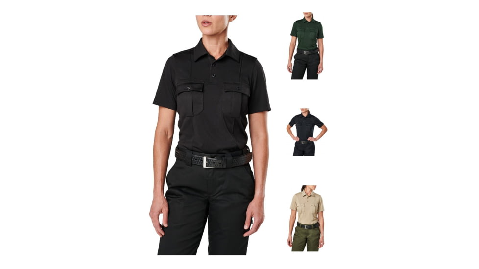 5.11 Tactical Womens Class A Uniform Short Sleeve Polo, Black, LE Green, Midnight Navy, Silver Tan