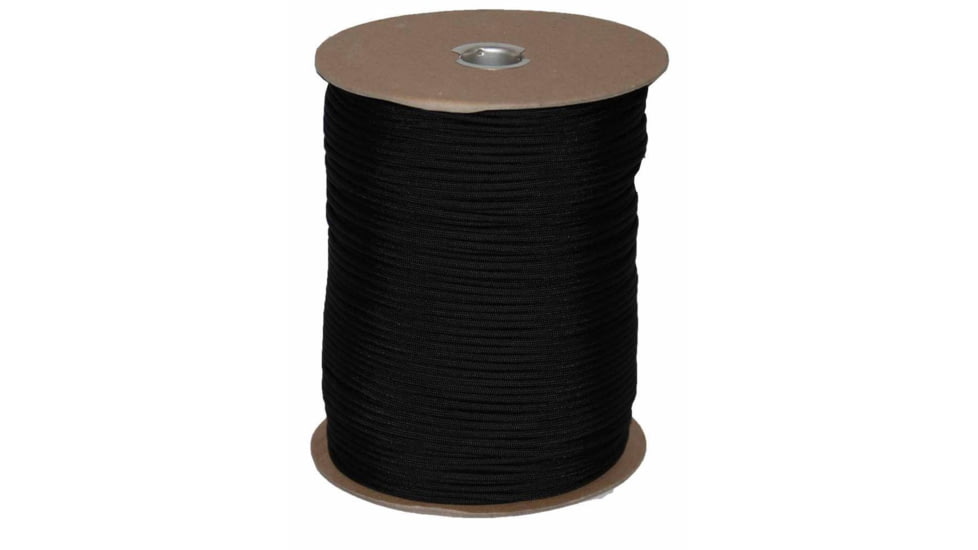 E.L. Wood Braiding Co. Inc. Mero 550 Paracord, 1000ft 550 lb, Black, 020