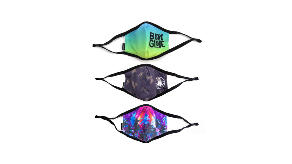 Body Glove Mens 3-Piece Face Mask Set - Ombre, Palm Prints 81EE707B, One Size Adult, Ombre, Palm Prints, BMMSK-3MIX-PK1
