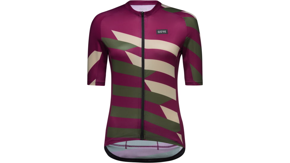 GOREWEAR Spirit Signal Chaos Cycling Jersey Womens in Process Purple/Utility Green Medium 8-10 Form fit 9053E147, 101062-BQBH-40