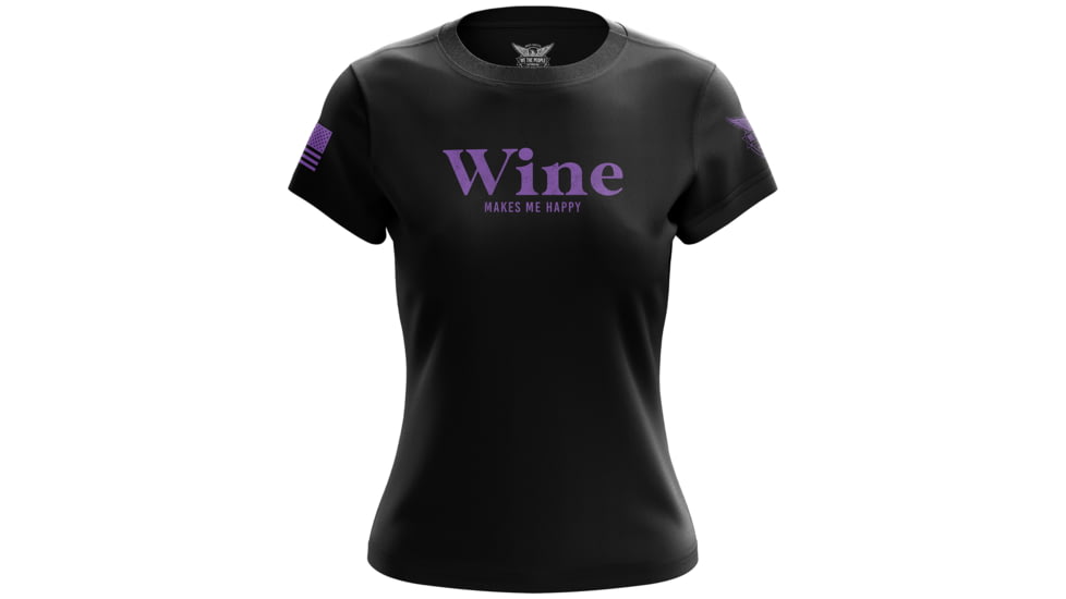 We the People Holsters Wine Makes Me Happy Womens Short Sleeve Shirt C02A1AD2, 6884870357090