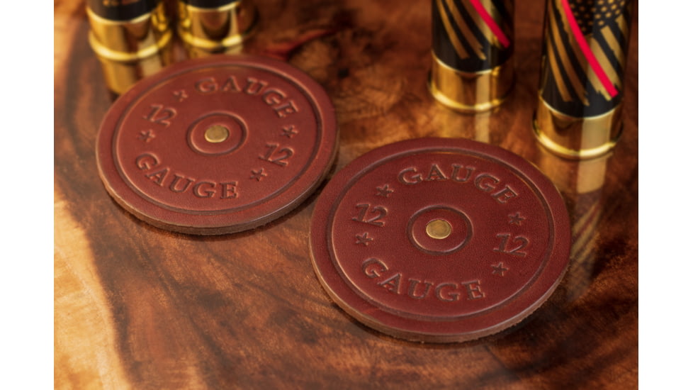 Old Southern Brass 12 Gauge Style Leather Coasters - Set of 2 B9293015, OSB-COAST-12G