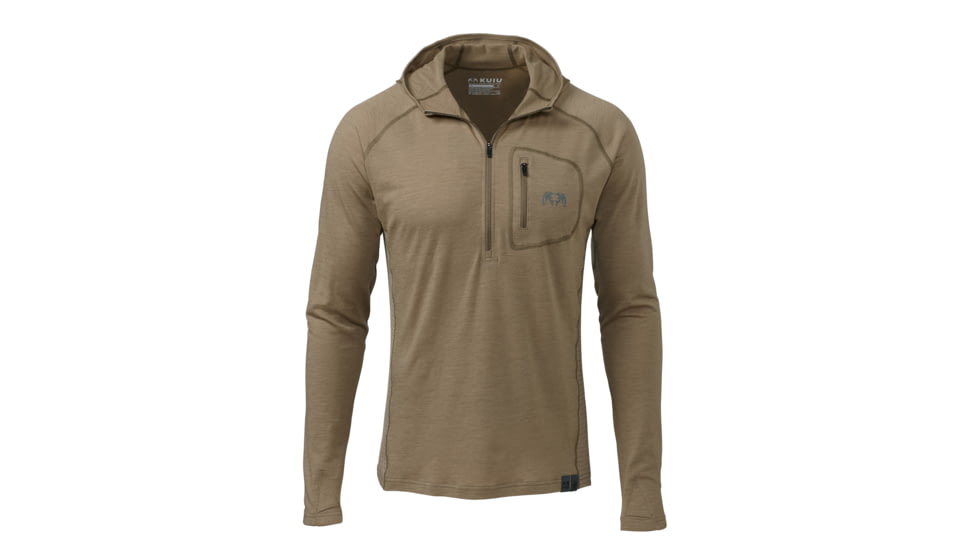 KUIU Outlet ULTRA 145 Zip-T Hunting Hoodie in Khaki Size 3XL 1620FE1A, Khaki, 3XL, Merino, Adult, Male, 8065860468894
