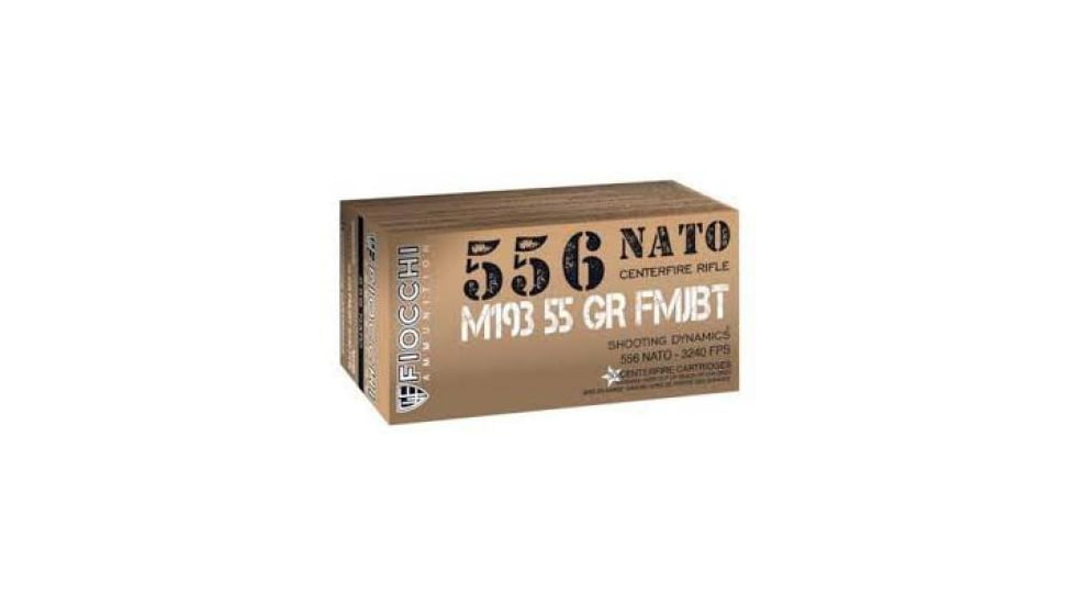 Fiocchi Shooting Dynamics Rifle Ammo 5.56mm NATO 55 gr FMJ 3240 fps 1000/ct Case, 556M193LC