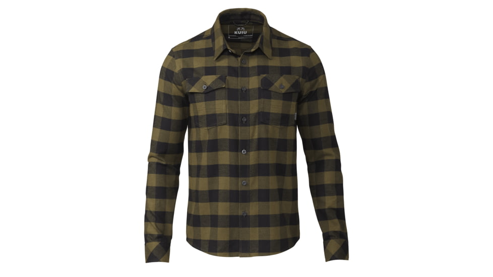 KUIU Field Flannel Shirt - Men's, Olive Buffalo Check, 3XL, Cotton, Adult, Male, 7462078087326