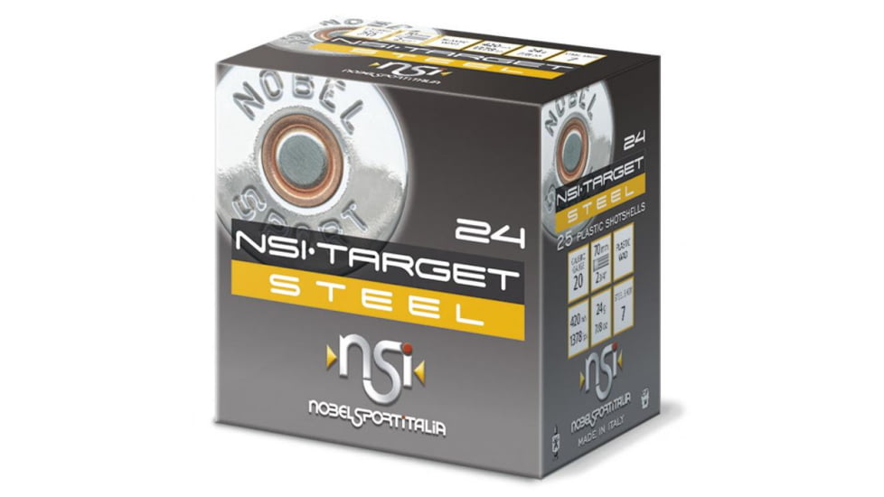 Nobelsport Target Steel 20 Gauge 1 oz 2.75in Shotgun Ammo, #7, 25 Rounds, ANS20ST7