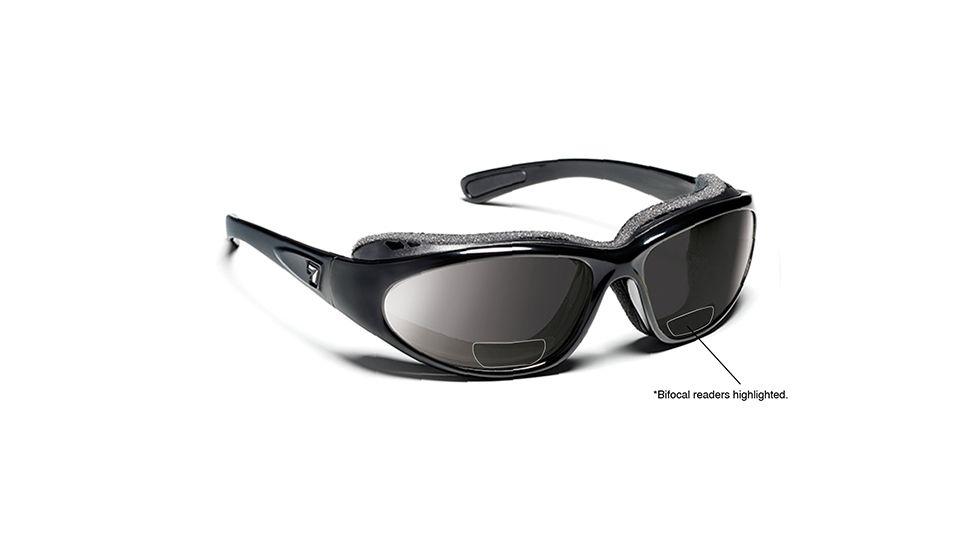 7 Eye Air Shield Bora Reading Sunglasses,SharpView Gray +3.00 Reader Lens,Glossy Black Frame,L-XL 140541F