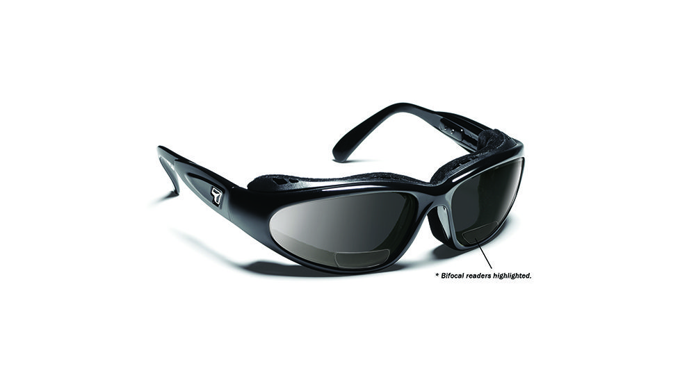 7 Eye Air Shield Cape Reading Sunglasses,SharpView Gray +3.00 Reader,Glossy Black Frame,S-L 190541F