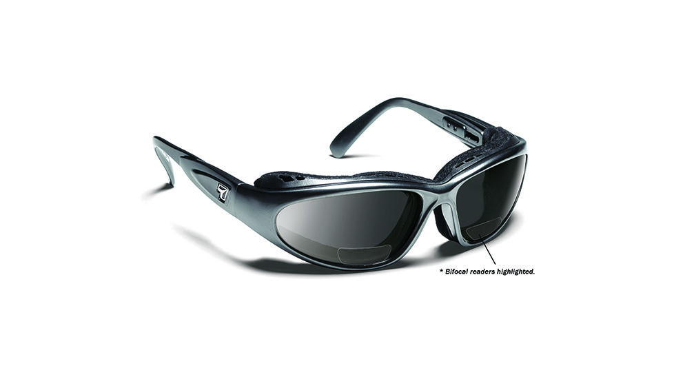7 Eye Air Shield Cape Reading Sunglasses,SharpView Gray +1.50 Reader Lens,Charcoal Frame,S-L 190341B