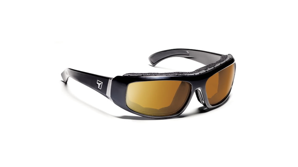 7 Eye Air Shield Sunglasses Bali,SharpView Polarized Copper Lens,Glossy Black Frame,S-M 180554