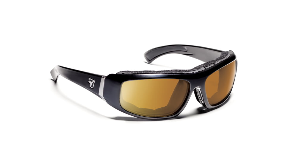 7 Eye Bali Sunglasses, Airlock Shield Glossy Black Frame, Sharp View Copper Lens 180542