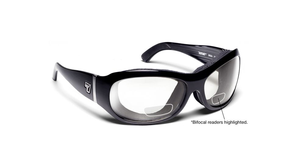 7 Eye Briza/ SharpView Clear +2.50 Reader Sunglasses, Glossy Black Frame, S-L 310540F