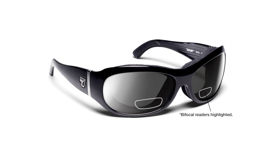 7 Eye Briza/ SharpView Gray +2.50 Reader Sunglasses, Glossy Black Frame, S-L 310541F