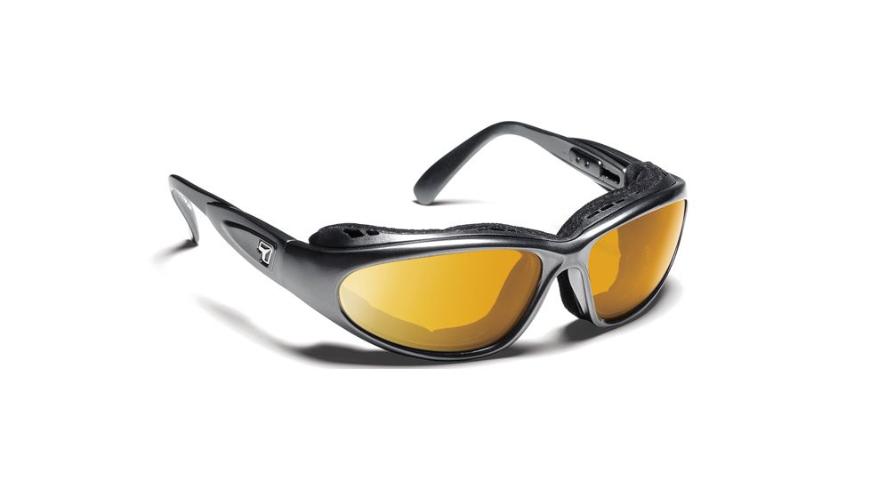 7 Eye Cape AirShield Sunglasses,Charcoal Frame,SharpView Yellow Lens,S-L 190343