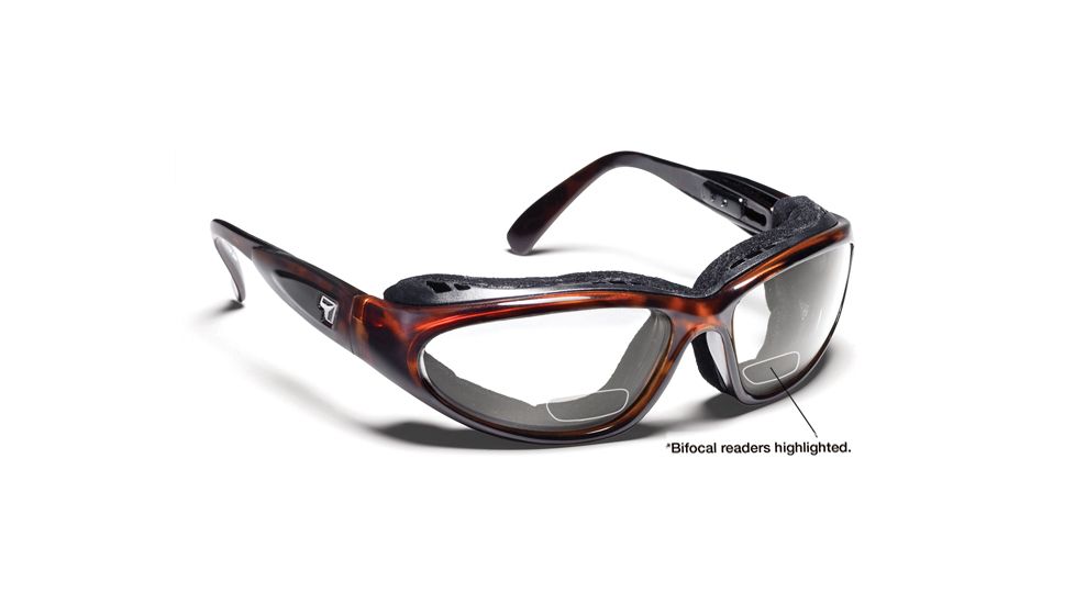 7 Eye Cape AirShield Sunglasses,Dark Tortoise Frame,SharpView Clear +2.50 Reader Lens,S-L 190640F