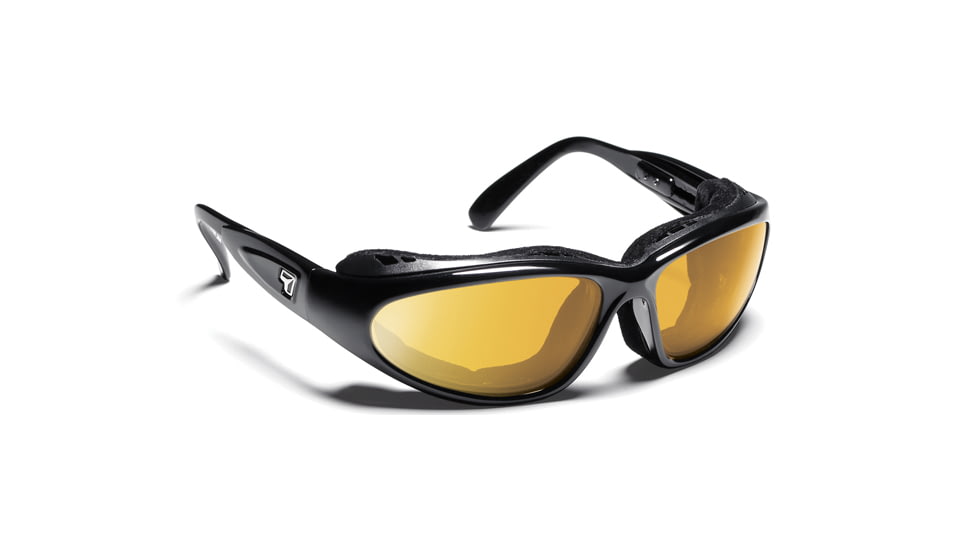7 Eye Cape AirShield Sunglasses,Glossy Black Frame,SharpView Yellow Lens,S-L 190543