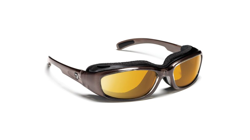 7 Eye Churada AirShield Sunglasses,Brown Crystal Frame,SharpView Yellow Lens,S-M 164443